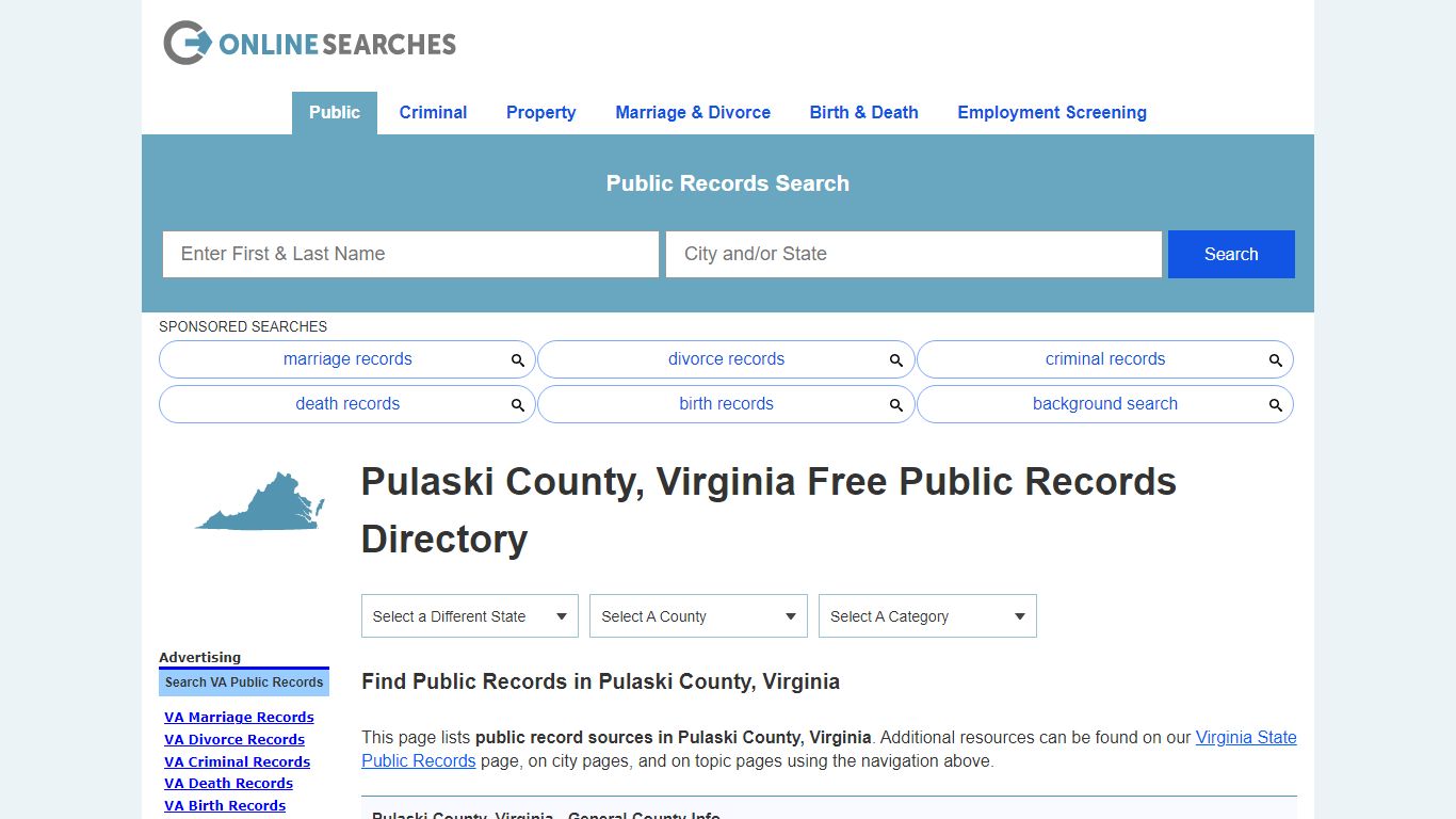 Pulaski County, Virginia Public Records Directory