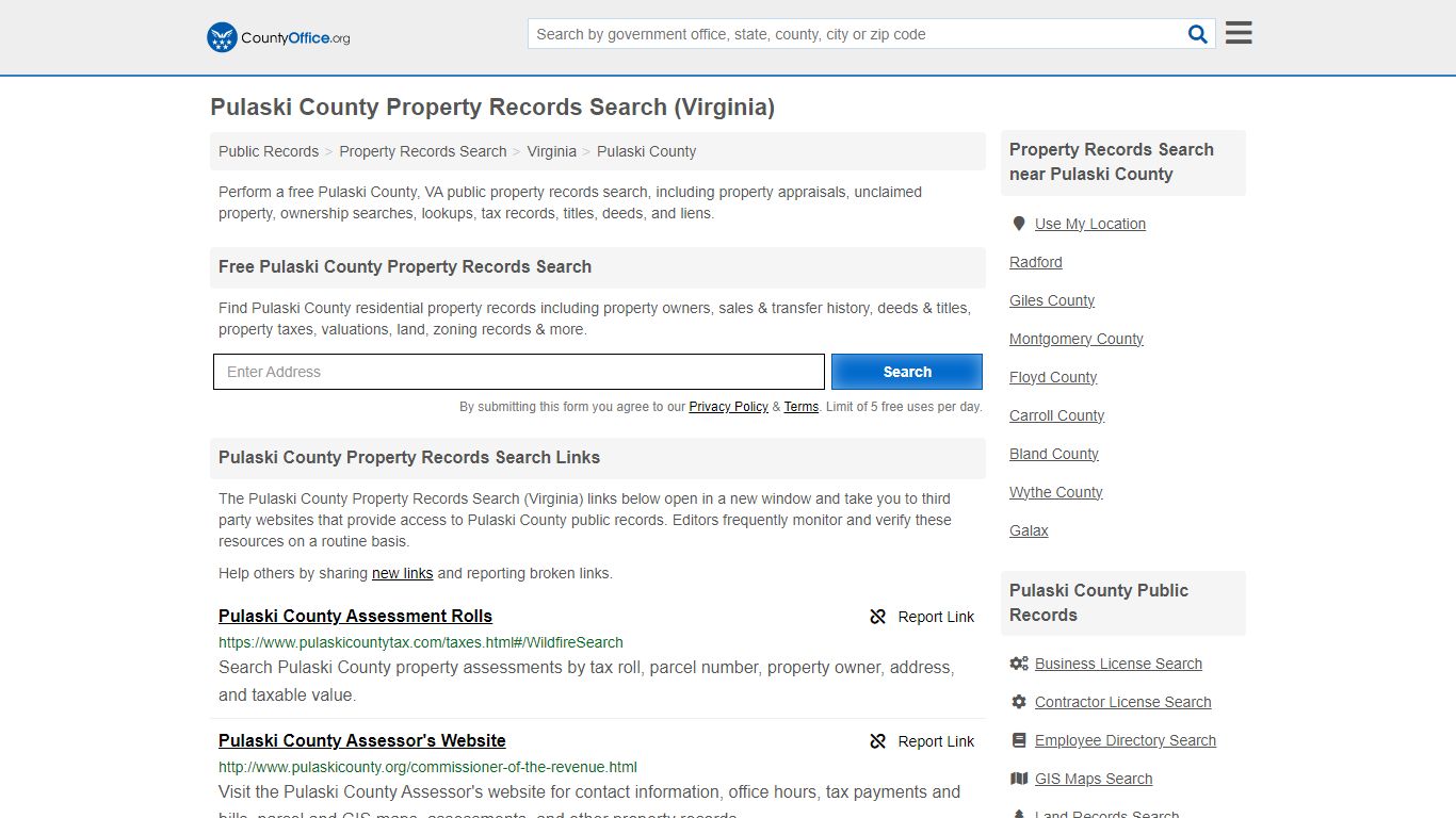 Pulaski County Property Records Search (Virginia) - County Office