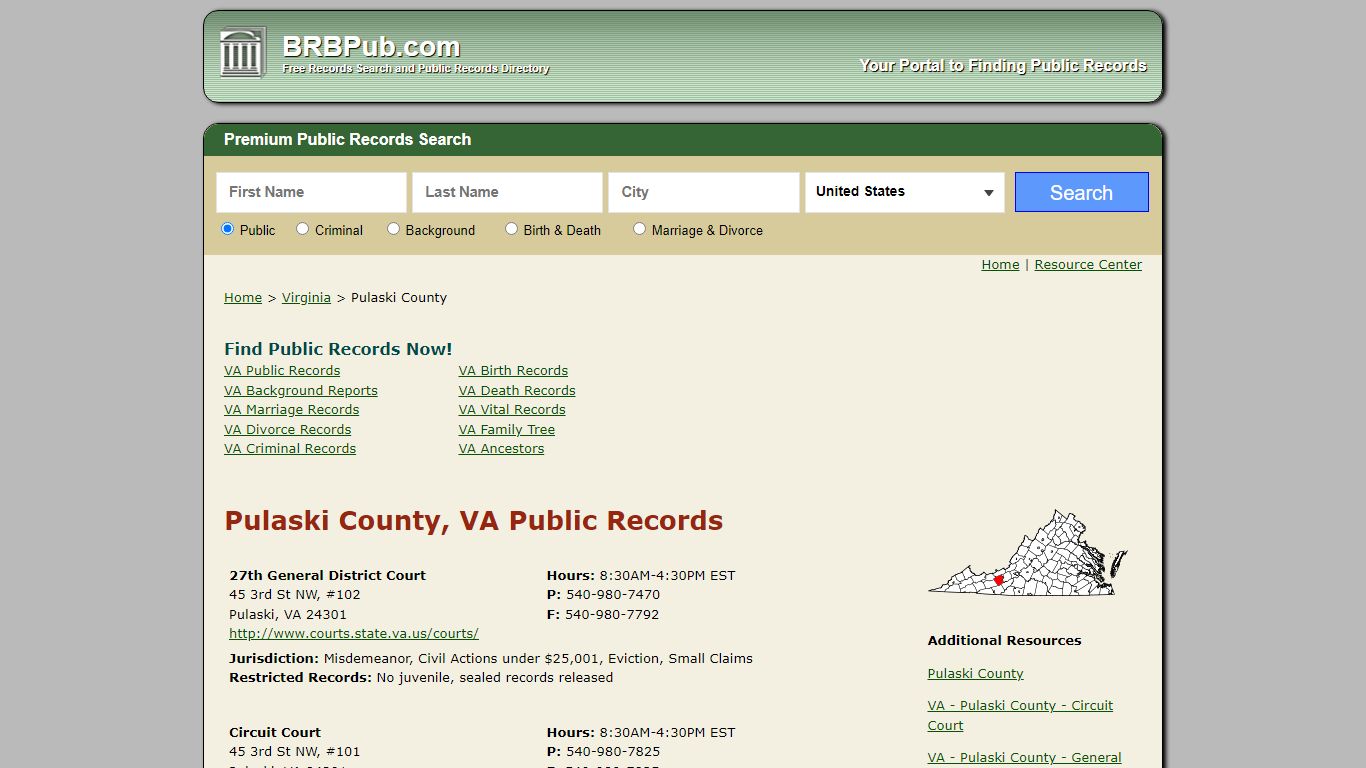 Pulaski County Public Records | Search Virginia Government Databases
